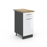 Vicco Mobiletto base per cucina Bianco lucido 40 cm , PL Rovere