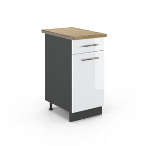 Vicco Mobiletto base per cucina Bianco lucido 40 cm , PL Rovere