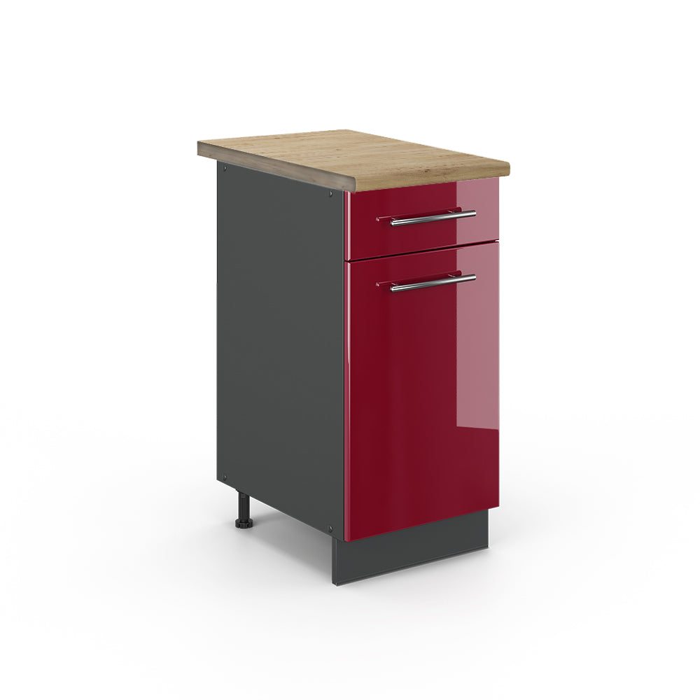 Vicco Mobiletto base per cucina Rosso bordeaux lucido 40 cm , PL Rovere