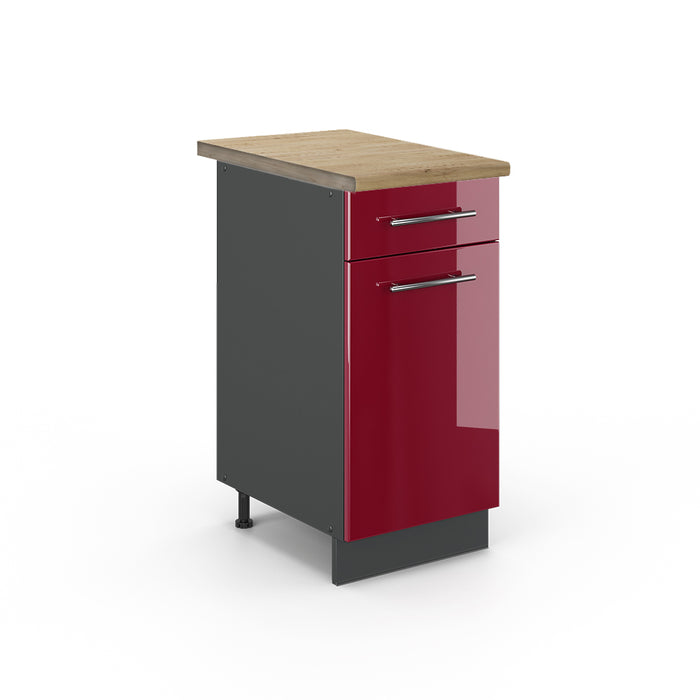 Vicco Mobiletto base per cucina Rosso bordeaux lucido 40 cm , PL Rovere