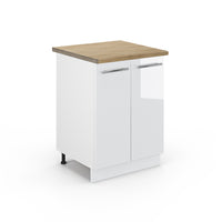 Vicco Mobiletto base cucina Bianco lucido 60 cm , PL Rovere