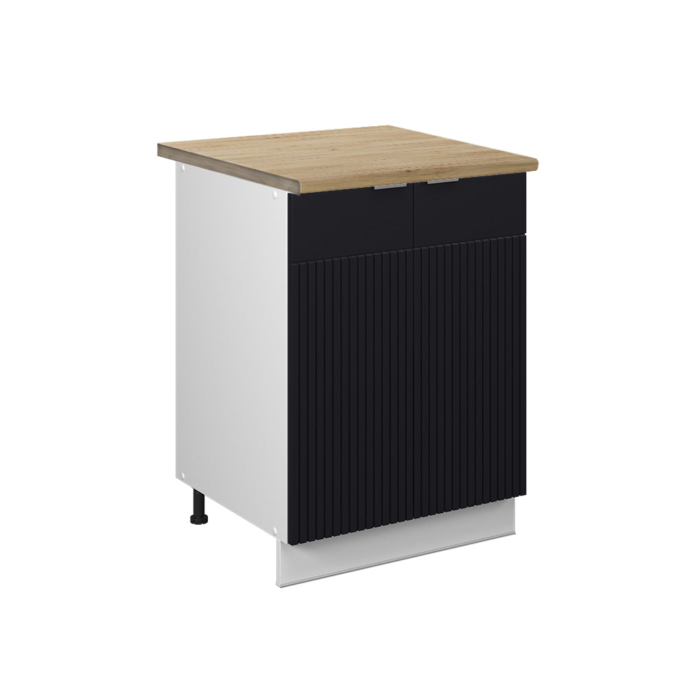 Vicco Mobiletto base cucina Nero a righe 60 cm , PL Rovere