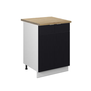 Vicco Mobiletto base cucina Nero a righe 60 cm , PL Rovere