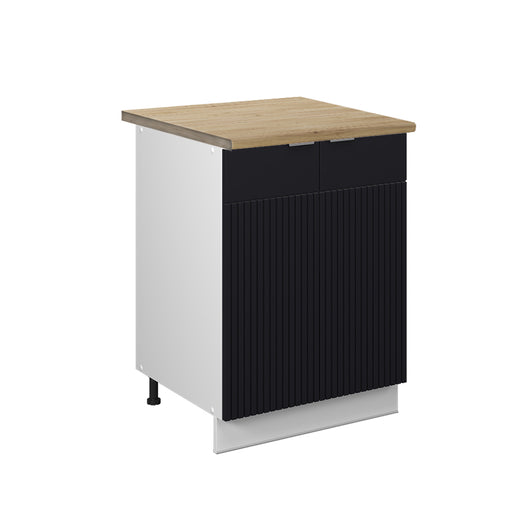 Vicco Mobiletto base cucina Nero a righe 60 cm , PL Rovere