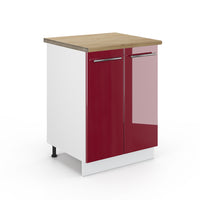 Vicco Mobiletto base cucina Rosso bordeaux lucido 60 cm , PL Rovere