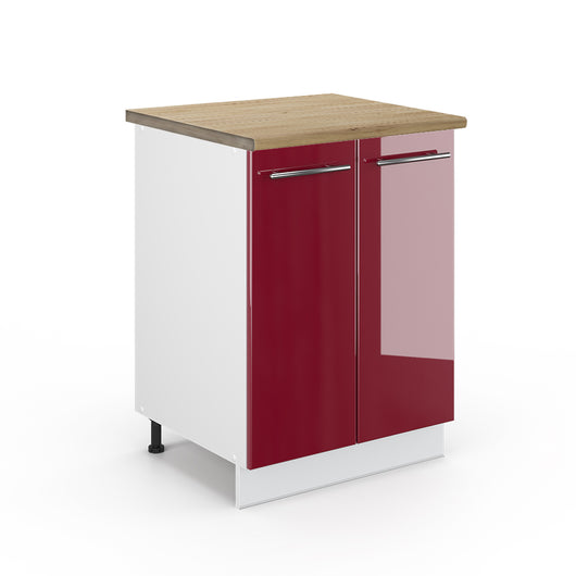 Vicco Mobiletto base cucina Rosso bordeaux lucido 60 cm , PL Rovere