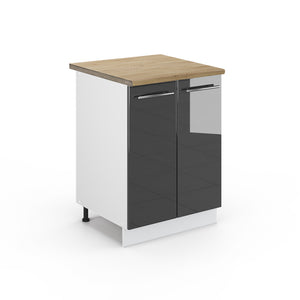 Vicco Mobiletto base cucina Antracite lucido 60 cm , PL Rovere