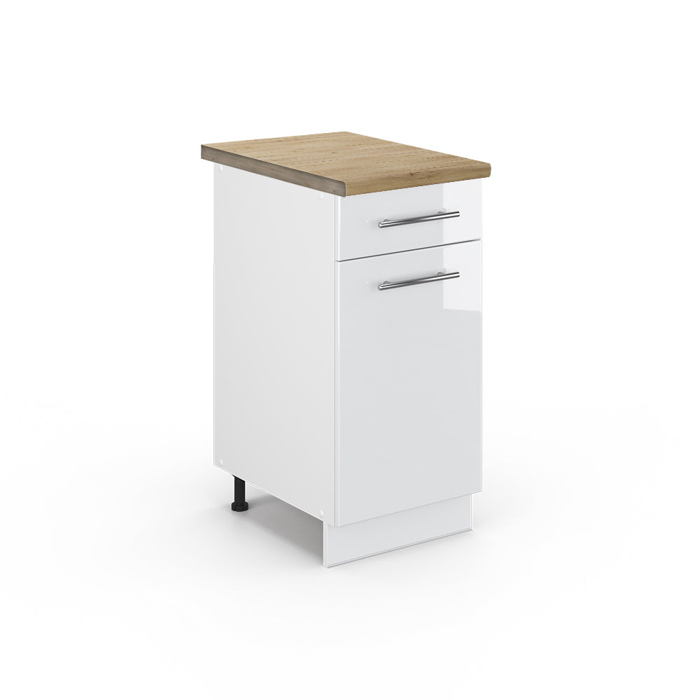 Vicco Mobiletto base per cucina Bianco lucido 40 cm , PL Rovere
