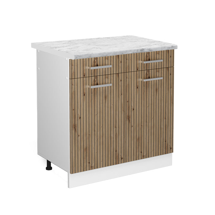 Vicco Mobiletto base per cucina Rovere artigianale 80 cm , PL Marmo