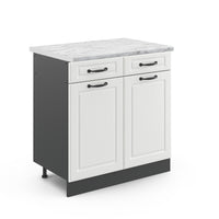 Vicco Mobiletto base per cucina Bianco casa di campagna 80 cm , PL Marmo