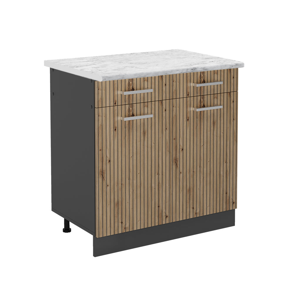 Vicco Mobiletto base per cucina Rovere artigianale 80 cm , PL Marmo