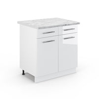Vicco Mobiletto base per cucina Bianco lucido 80 cm , PL Marmo