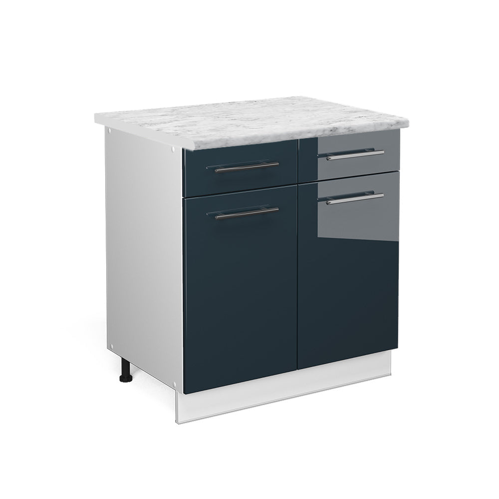 Vicco Mobiletti da cucina  Blu scuro lucido 80 cm , PL Marmo