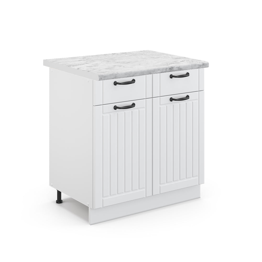 Vicco Mobiletto base per cucina Bianco casa di campagna 80 cm , PL Marmo