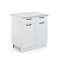 Vicco Mobiletto base per cucina Bianco casa di campagna 80 cm , PL Marmo