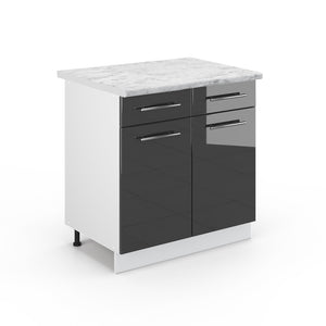Vicco Mobiletto base per cucina Antracite lucido 80 cm , PL Marmo