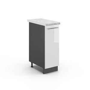 Vicco Armadio cucina dispensa alto Bianco lucido 30 cm , PL Marmo