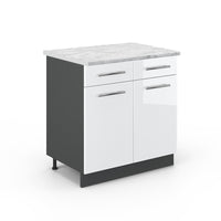 Vicco Mobiletto base per cucina Bianco lucido 80 cm , PL Marmo