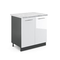 Vicco Mobile lavello cucina Bianco lucido 80 cm , PL Marmo