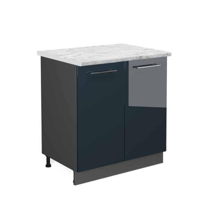 Vicco Mobile lavello cucina Blu scuro lucido 80 cm , PL Marmo