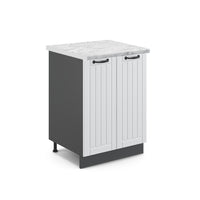 Vicco Mobiletto base cucina Bianco casa di campagna 60 cm , PL Marmo