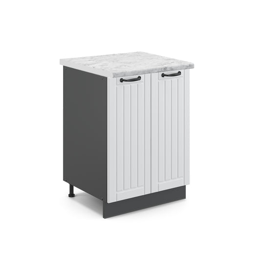 Vicco Mobiletto base cucina Bianco casa di campagna 60 cm , PL Marmo