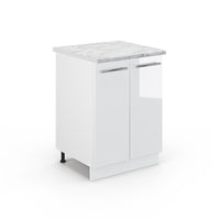 Vicco Mobiletto base cucina Bianco lucido 60 cm , PL Marmo