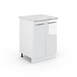 Vicco Mobiletto base cucina Bianco lucido 60 cm , PL Marmo