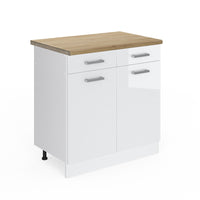 Vicco Mobiletto base per cucina Bianco lucido 80 cm PT Rovere