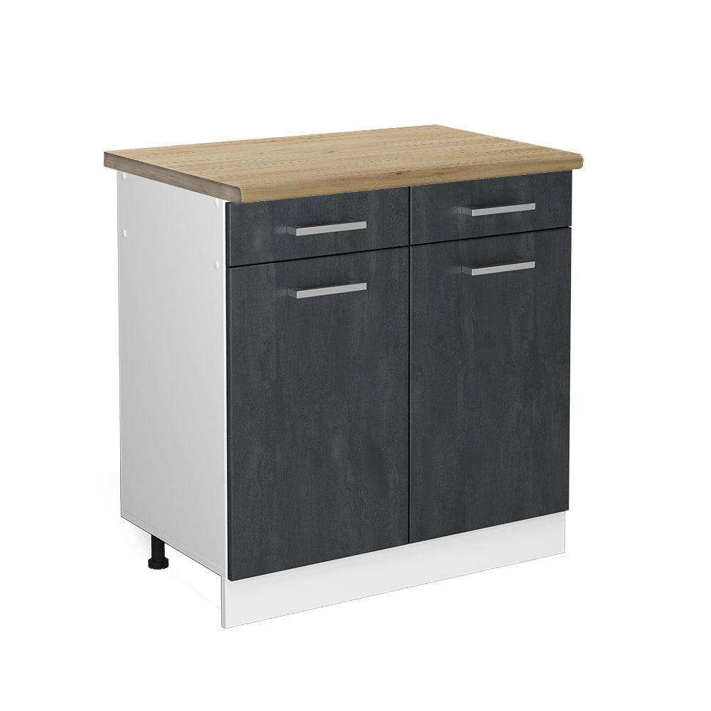 Vicco Mobiletto base per cucina Calcestruzzo nero 80 cm PL Rovere