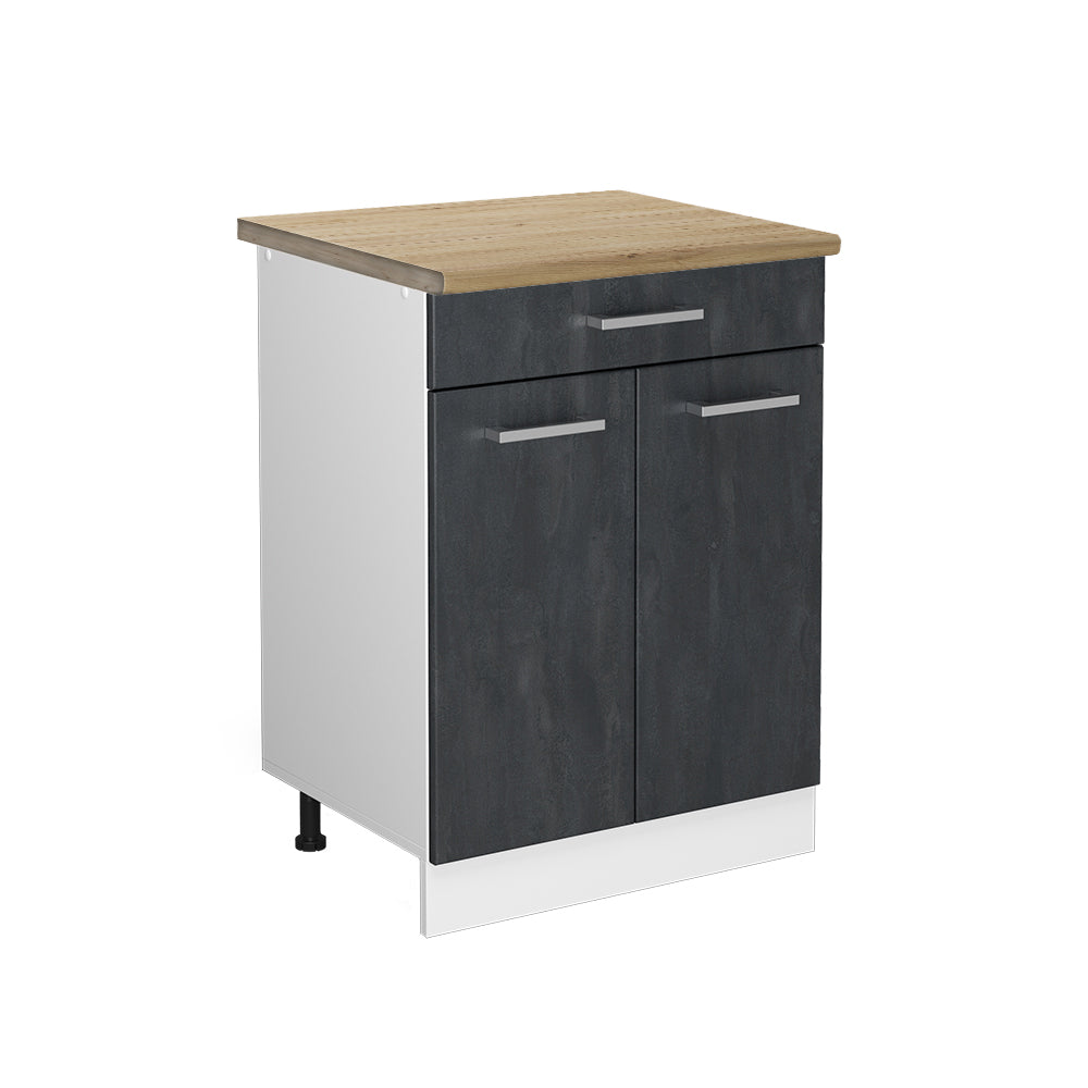 Vicco Mobiletto base per cucina Calcestruzzo nero 60 cm PL Rovere