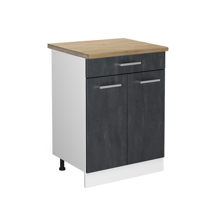 Vicco Mobiletto base per cucina Calcestruzzo nero 60 cm PL Rovere