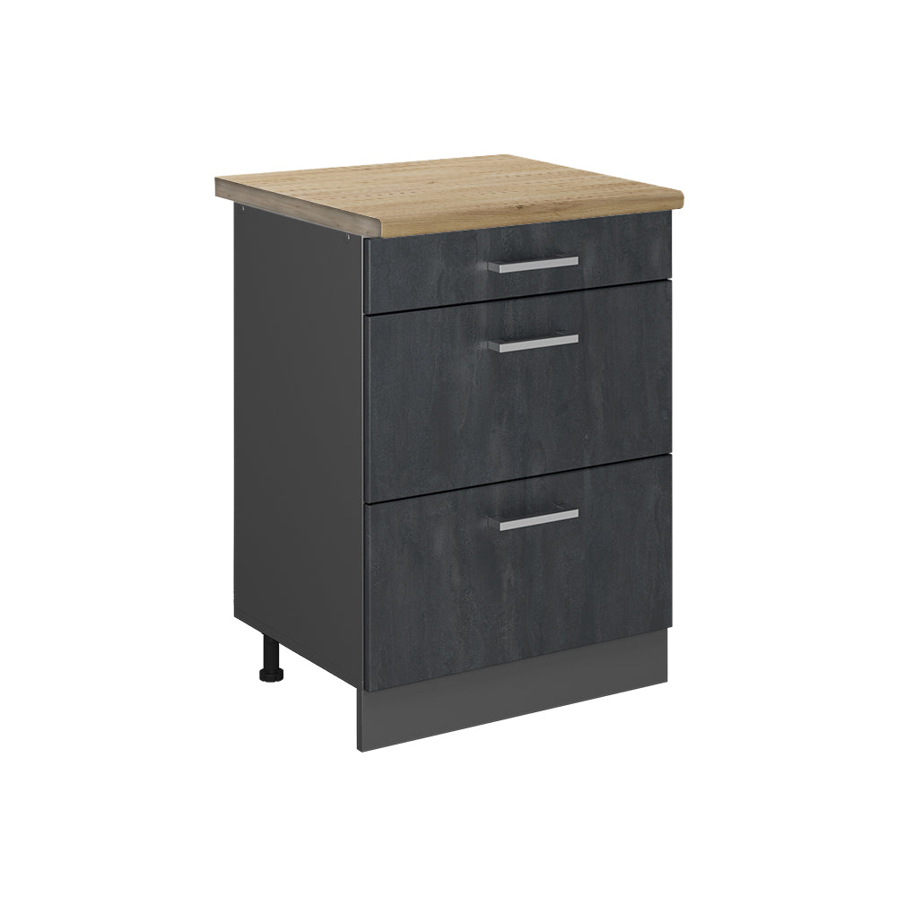 Vicco Mobiletto base per cucina Calcestruzzo nero 60 cm PT Rovere