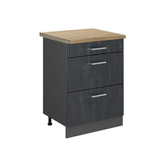 Vicco Mobiletto base per cucina Calcestruzzo nero 60 cm PT Rovere