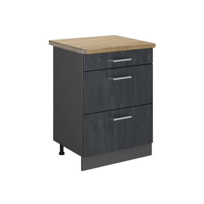 Vicco Mobiletto base per cucina Calcestruzzo nero 60 cm PT Rovere