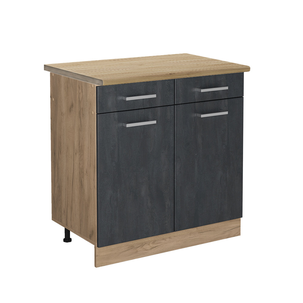 Vicco Mobiletto base per cucina Calcestruzzo nero 80 cm PL Rovere