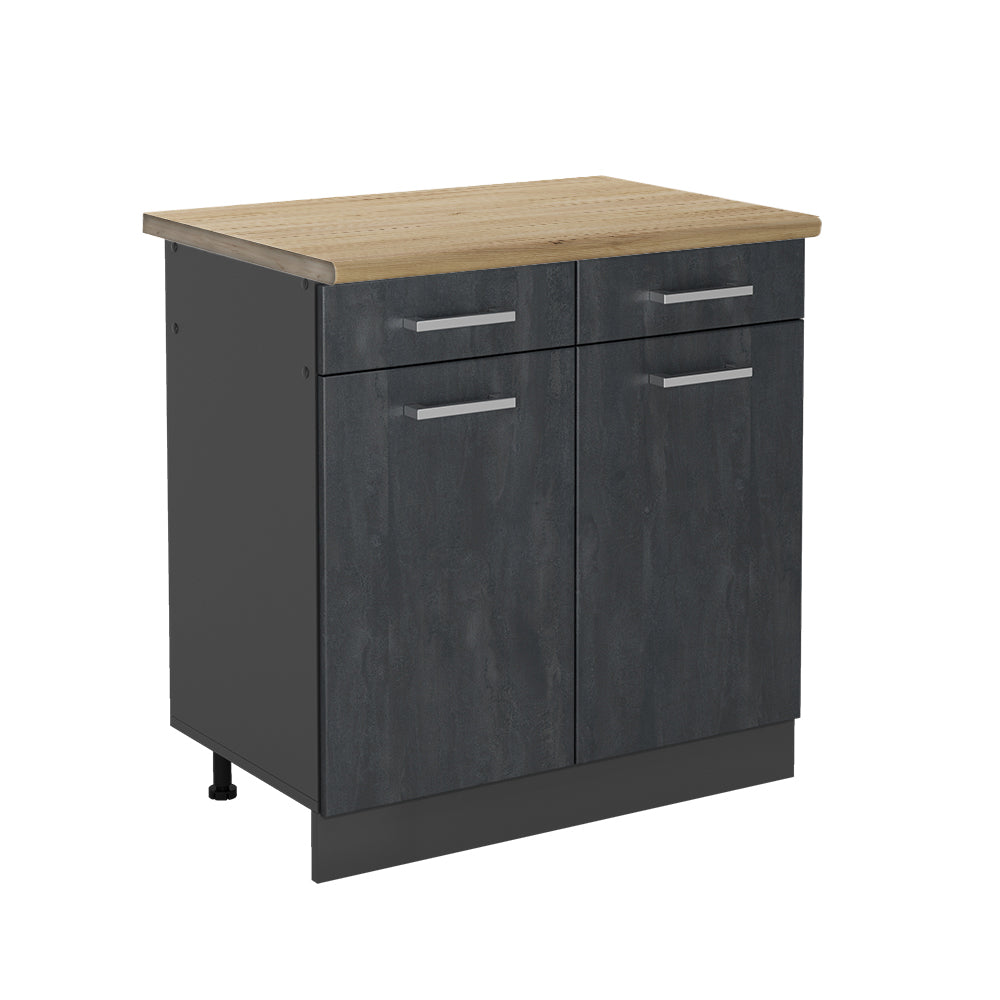 Vicco Mobiletto base per cucina Calcestruzzo nero 80 cm PL Rovere