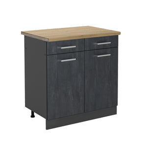 Vicco Mobiletto base per cucina Calcestruzzo nero 80 cm PL Rovere