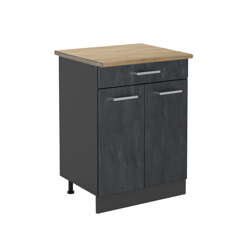 Vicco Mobiletto base per cucina Calcestruzzo nero 60 cm PL Rovere