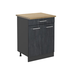 Vicco Mobiletto base per cucina Calcestruzzo nero 60 cm PL Rovere