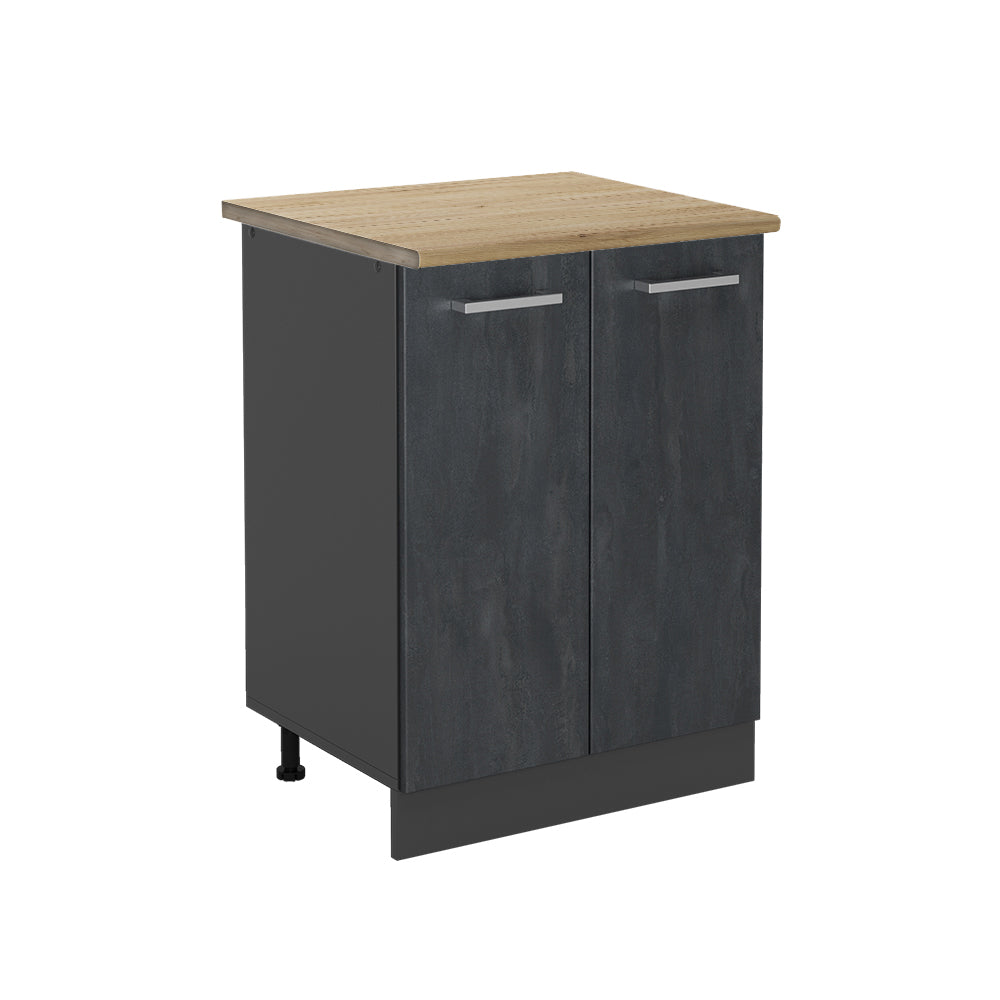 Vicco Mobiletto base cucina Calcestruzzo nero/antracite 60 cm PL Rovere
