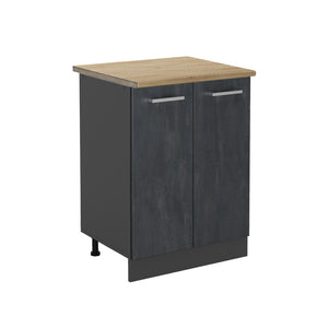 Vicco Mobiletto base cucina Calcestruzzo nero/antracite 60 cm PL Rovere