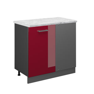 Vicco Mobile ad angolo cucina Rosso lucido 86 cm PL Marmo