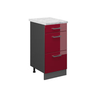 Vicco Mobiletto base per cucina Rosso lucido 40 cm PL Marmo