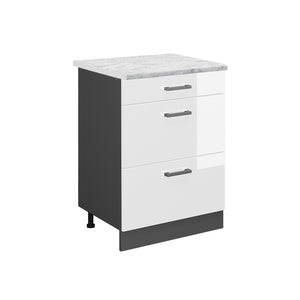 Vicco Mobiletto base per cucina Bianco lucido 60 cm PL Marmo