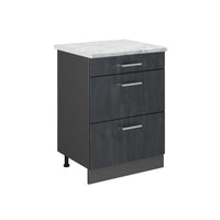 Vicco Mobiletto base per cucina Calcestruzzo nero 60 cm PL Marmo