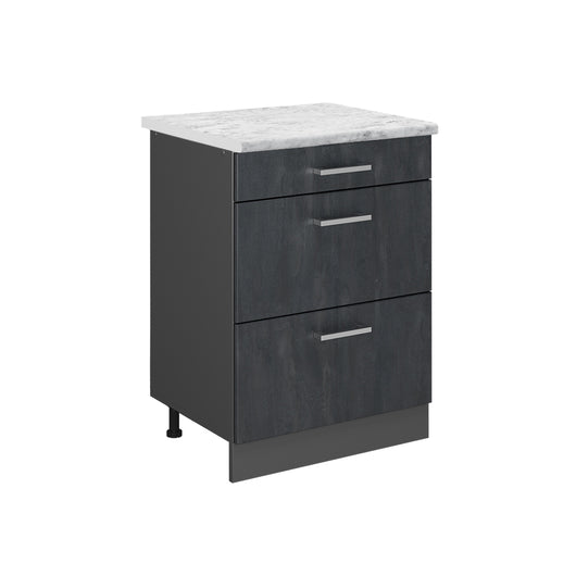 Vicco Mobiletto base per cucina Calcestruzzo nero 60 cm PL Marmo