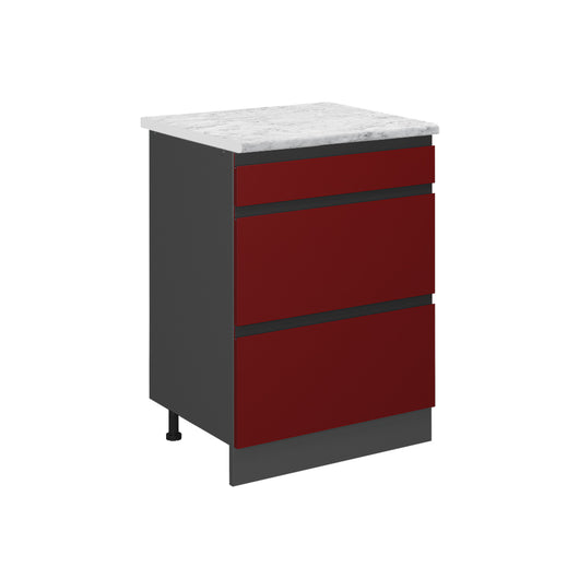 Vicco Mobiletto base per cucina Rosso 60 cm PL Marmo