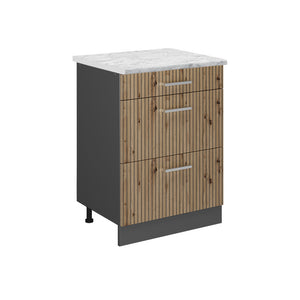 Vicco Mobiletto base per cucina Rovere artigianale 60 cm PL Marmo