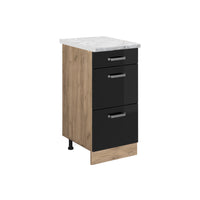 Vicco Mobiletto base per cucina Nero lucido 40 cm PL Marmo